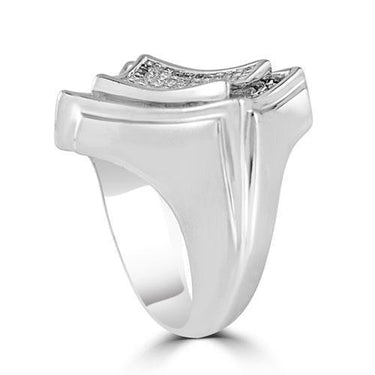 14K White Solid Gold Mens Diamond Kite Ring 3.00 Ctw